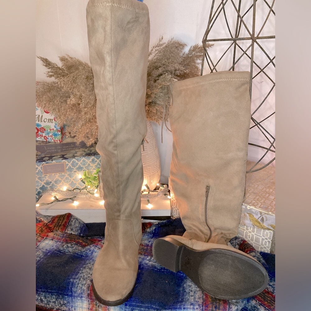 Stylish Tan Over the Knee Boots